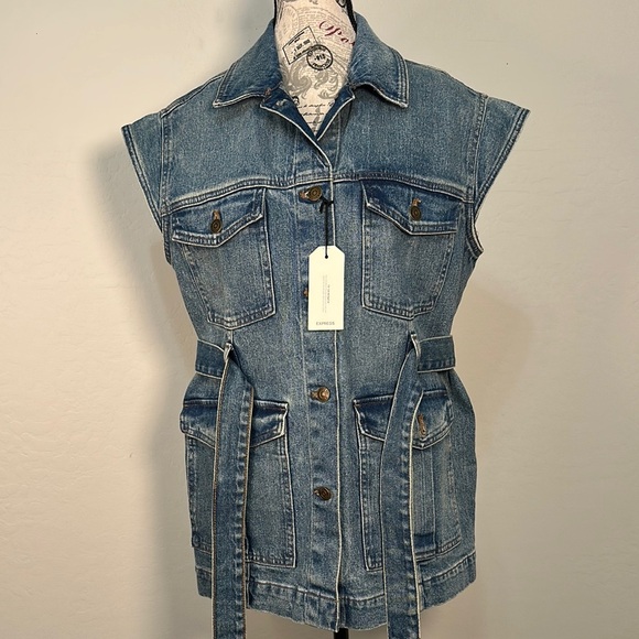 Express Blue Denim Sleeveless Vest - Picture 3 of 14